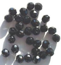 25 8mm Faceted Black Firepolish Beads